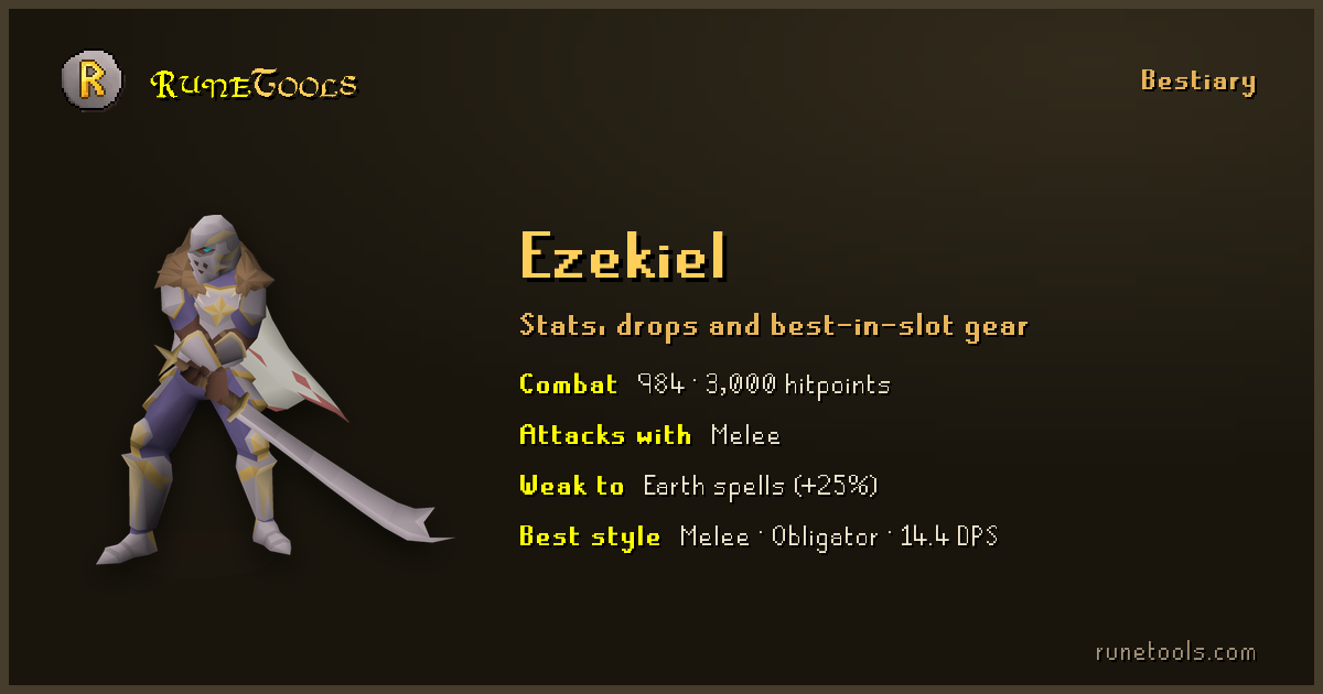 Ezekiel Drop Table - OSRS Drops, Stats & GP per Kill