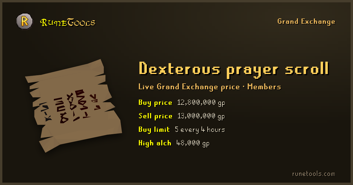 Dexterous prayer scroll - OSRS price, value & high alch | RuneTools